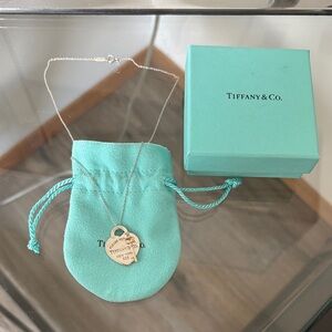 Return to Tiffany & Co. Heart & Rubedo Key Pendant and 16" chain Silver Necklace
